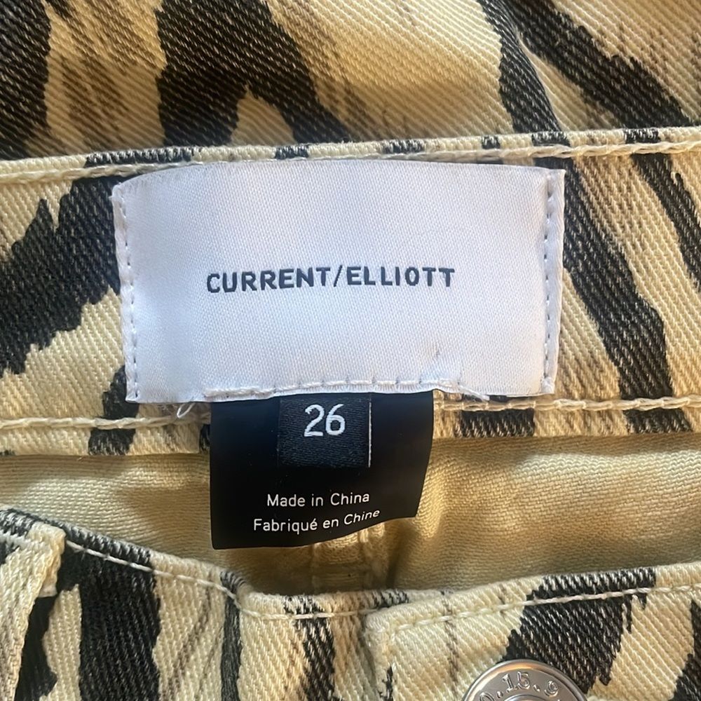 Current Elliott The Ruby Crop Jeans Natural Zebra Cropped Flare Jeans Sz 26 - Picture 3 of 9
